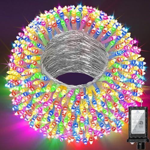 300 LED Outdoor Christmas Lights 75ft, 12 Lighting Modes Indoor String Lights Dimmable & Timer Memory, Outsite Waterproof Tree Lights for Xmas Garden Wedding Party Holiday Decorations Multicolor