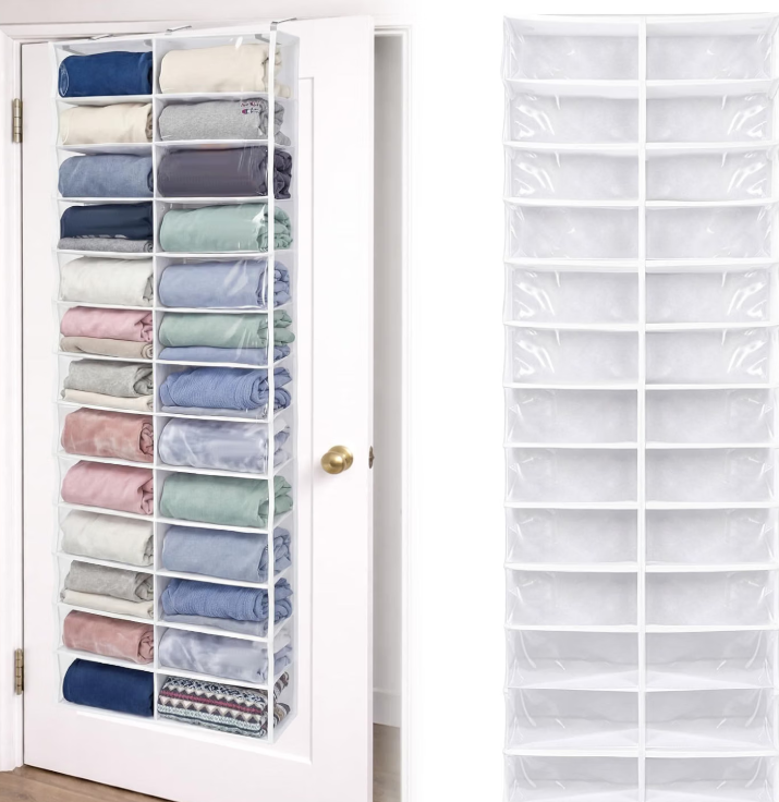 Over The Door Hoodie Organizer 26 Pocket Organizer, White
Clear Sweatshirt Organizer, 3 Hooks, Hanging Sweatshirt Hoodie Rack Holder, Cabinet Behind Door, Dormitory Bedroom Closet