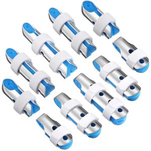 BBTO 10 Pieces Finger Splints Metal Padded Support Finger Stabilizer with Soft Foam Interior and Loop Straps, 3 Sizes(10 Pieces,Blue)