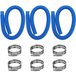 Pool Pump Replacement Hose, 1.25 x 41 Inch Above Ground Pool Hose Compatible with Intex Filter Pump 607, 637, 3 pack 1 1/4 Pool Hoses Replacement Include 6 Hose Clamps