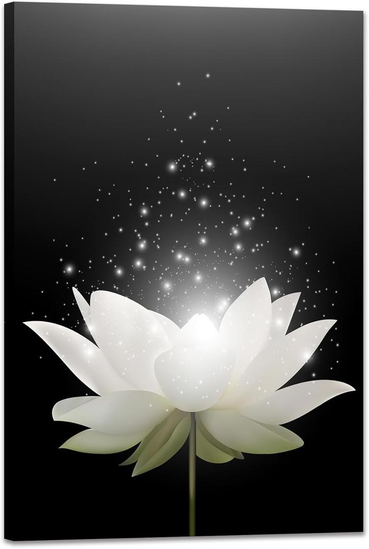 Lotus Flower Canvas Prints Wall Art Floral Blossom Pictures for Modern Wall Decor Artwork Spirtual Meditation Prints on canvas Wall Decor for Yoga Room Framed (16x24inch)