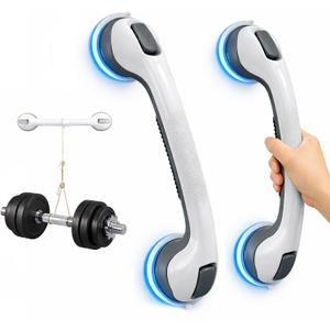 Grab Bars for Bathtubs and Showers,2 Pack 16.5" Bathroom Safety Handles with Strong Suction Cups, Non-Slip Grip Balance Support for Shower & Bathtub, for Seniors & Limited Mobility