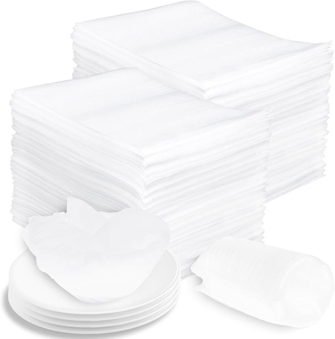 100 Pack 8'' x10'' Cushion Foam Pouches, Moving Supplies for Dishes, Packing Foam for Dishes & Cups, Glass Packing Paper and Plate Protectors for Moving(200x250x0.5MM)