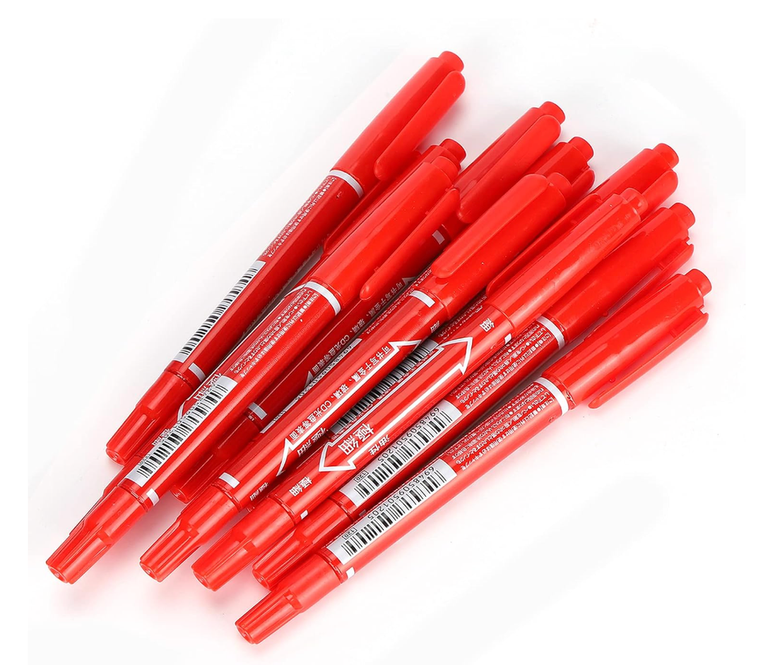 Haofy 5pcs Quick-Drying Drawing Marker Set Dual-Ended Colored Marker Pen for Sketching, Graffiti, 5.5" Pen for Artists, Plastic Material (Red)