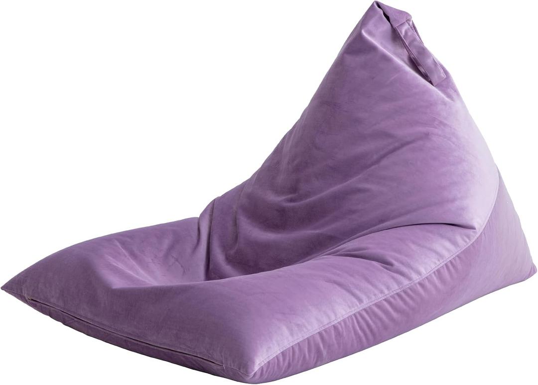 Nobildonna 4ft Bean Bag Chair Cover (No Filler) for Adults, 400L Extra Large Premium Velvet Beanbag Chair Cover, Washable Beanbag Without Filling Ultra Soft Triangular Lazy Sofa Cover (Purple)