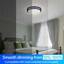 Energetic 14 Inch LED Flush Mount Ceiling Light Fixture, 3000K/4000K/5000K Color Adjustable, Dimmable Ceiling Light for Bedroom, Kitchen, Bathroom, Hallway, Garage, 24W, 1560LM, Black, ETL, 1 Pack