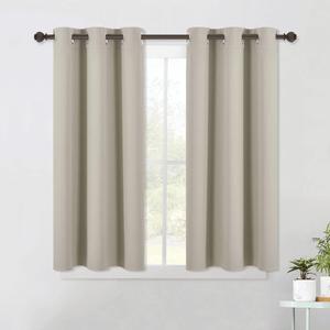 NICETOWN Modern Blackout Curtains Noise Reducing, Thermal Insulated and Privacy Room Darkening Drape Panels for Boy's Guest Room Door Small Short Window (Natural, 2 Panels, W42 x L45 -Inch)