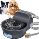 Automatic Dog Water Bowl Dispenser Patented 70OZ Water Dispenser for Dogs 2L Water Bowl Fit 3/4in GHT Male Faucet Outdoor Automatic Water Bowl Include Automatic Water Fill Valve Adapter 5ft Water Hose (Grey)
