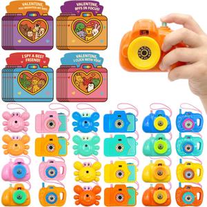 Valentines Day Cards for Kids School – 28 Pack Kids Viewfinder Toy Cameras with Greeting Cards, Classroom Exchange Valentine Gifts for Boys and Girls, Cards + Toys Bulk Set for School Valentine Party