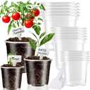 MAFONE Clear Nursery Pots 5/4/3.5 Inch, Plastic Seed Starter High Transparency Plastic Seedling Plant Pot with Drainage Holes15 Labels (15Pcs)