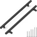 Probrico 30 Pack Hole Centers 10inch Matte Black Kitchen Cabinet Pulls, Stainless Steel Dresser Drawer Handles, 12.6inch Length Pull Handle for Cabinets and Closets