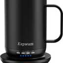 Kepwam Self Heating Coffee Mug T1-16oz Fast Heating & Ultra Long-Lasting Battery Life, Heated Coffee Mug Up to 149 - Touch & App Controlled Coffee Mug, Birthday Gifts for Women and Men (Black)