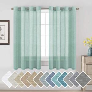 H.VERSAILTEX Linen Curtains Nickel Grommet Natural Linen Semi-Sheer Curtains 2 Panels Privacy Added Premium Soft Rich Material Drapes for Bedroom/Livingroom - 52x63 - Inch - Sea Mist
