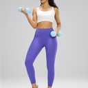 MCEDAR Compression Leggings No Front Seam for Women 25" with Pocket High Waisted Tummy Control Yoga Pants Periwinkle Purple-CS