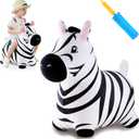 iPlay, iLearn Bouncy Pals Zebra Hopping Horse, Plush Inflatable Animal Hopper, Indoor n Outdoor Ride on Jumping Bounce Toys, Birthday Gift for 18 Months 2 3 4 5 Year Old Kids Toddlers Boys Girls