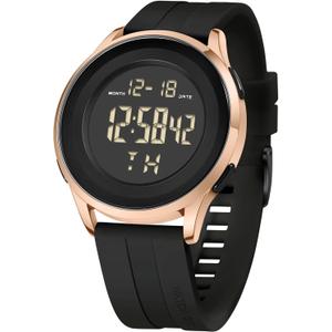 COSSINIGE Mens Digital Waterproof Military Watch for Men Black Dive Tactical Sports Minimalist Ultra-Thin Wrist Watch