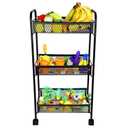 MOCHEN Metal Rolling Cart - These Utility Carts are Useful for Kitchen Pantry Food Storage, Bathroom Organization or as a Serving Trolley. Includes Lockable Wheels Stability. (3-Tier, Black)