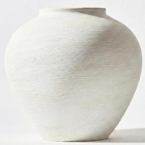 Large White Vase for Centerpieces - 11" Wide Textured Stone Look