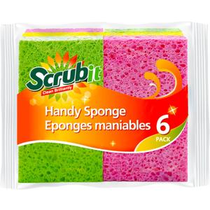 SCRUBIT Cellulose Scrub Sponge - Kitchen Cleaning Sponges for Dishes, Pans, Pots & More- 6 Pack Dishwashing Sponges - Colors and Packaging May Vary