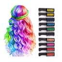New Washable Temporary Hair Chalk Comb,Temporary Hair Dye Styling Tool for Girls Festival Birthday Party Cosplay,Does Not Hurt Hair,Easy to Clean,Easy to Color and Use-10 pcs