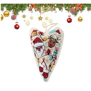 2pcs RIHUALS DIY Heart Shaped Hand Embroidered Christmas Ornament Kit, New Handmade Tree Decoration for Beginner, Embroidery Christmas Ornament Kits for Holiday Decorations Winter Decor(Style A)