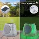 Solar Rock Speakers Outdoor Water-Resistant 2-Pack Solar Powered Rock Speaker with Lights RGB and TWS Pair for Patio Outside Garden BBQ Deck