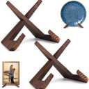 XKDOUS 2 Pack Plate Stand for Display, 6.5 Inch Wood Plate Display Holders, Picture Frame Holder, Cookbook Stand Recipe Book Holder for Book, Plate, Photo, Decorative Table Top Easels