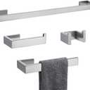 TNOMS 4 Pieces Bathroom Hardware Accessories Set Towel Bar Towel Holder Robe Hook Toilet Paper Holder Stainless Steel,Q8-P4BR (Brushed Nickel)