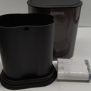 1.8 Gallons Small Stainless Steel Trash Can with Press Type Lid, Slim Bathroom Garbage Bin, Removable Liner Bucket, Narrow Wastebasket with Pop-Up Lid for Bedroom,Toilet (Titanium Black)