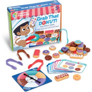 Learning Resources Grab That Donut! Fine Motor Game - Toddler Food Bakery Toys, Board Games, Color Sorting, Gifts for Boys and Girls, Hand Eye Coordination, Preschool Sensory Activities