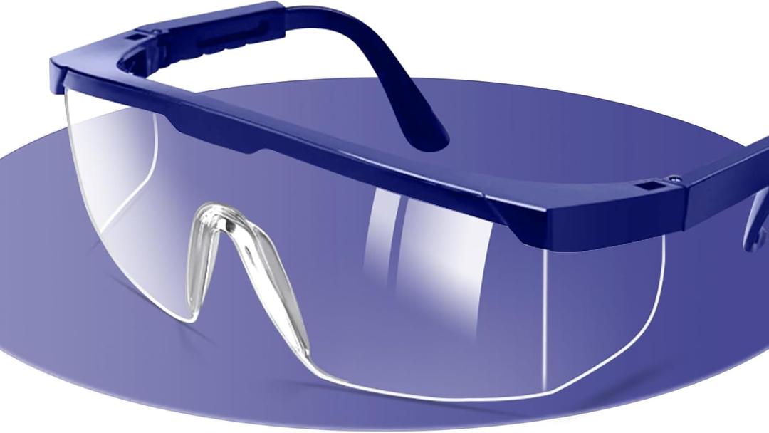 Safety Goggles Over Glasses, Anti-Fog Safety Glasses with Clear Wide-Vision Lenses, Adjustable Temples, Lightweight Goggles for Men & Women
