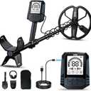 SUNPOW Rechargeable Metal Detector for Adults, 35H Battery Waterproof Gold Detector Kit, 10'' Deep Search Double-D Coil, High Accuracy Pinpointer for Beach, Saltwater & Yard OTMD15