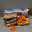 Toddler Toys for 2 3 4 5 Years Old Kids, Transport Car Carrier Truck Toy with 6 Wooden Vehicle, 30in Foldable Track Trailer with Light & Sound Effects, Best Gift Choice for Christmas, Birthday, 15.75 inches