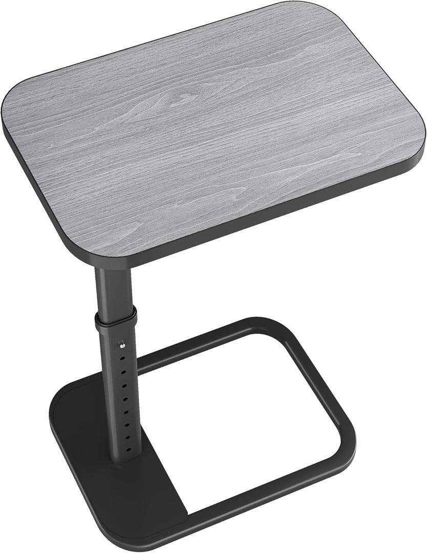 Kitstorack TV Tray Table, Adjustable Height & Rounded Metal Corners, Snack Table for Couch, Sofa, Bed, Chair, Living Room, C Shaped End Side Table for Eating, Dinner or Laptop, Small Spaces, Dark Gray