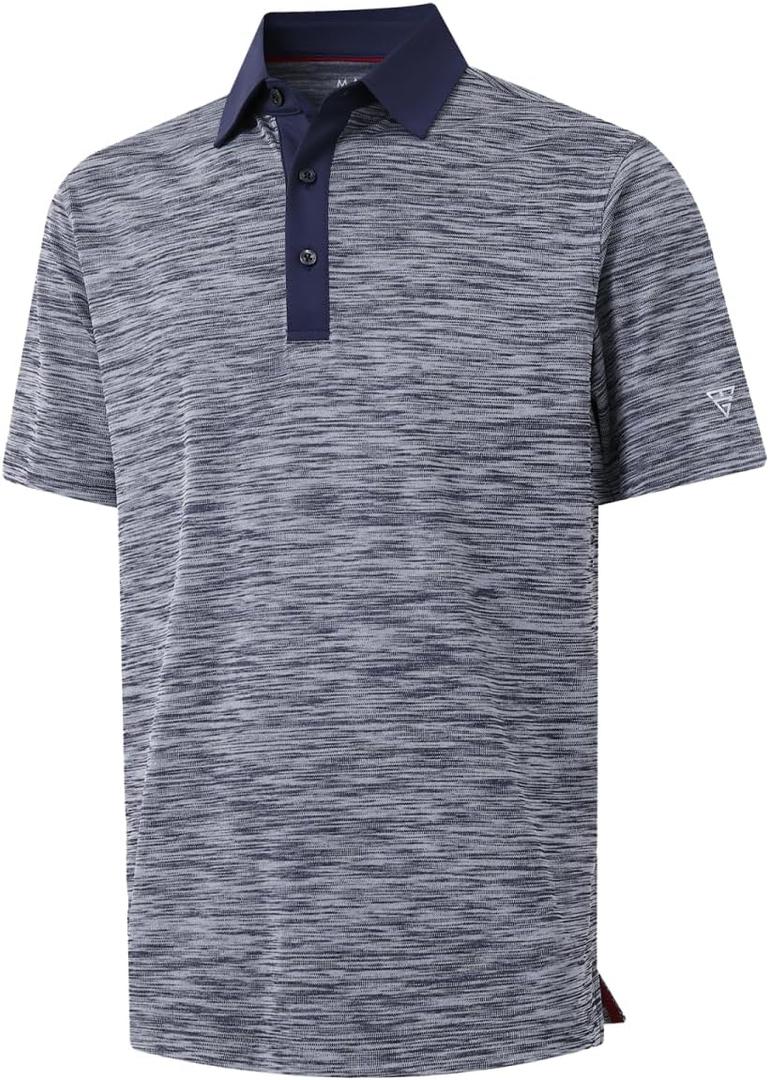 M MAELREG Golf Shirts for Men Dry Fit Short Sleeve Casual Performance Moisture Wicking Heather Pique Collared Polo Shirts (XL)