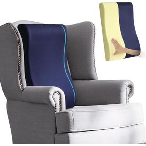 2-in-1 Neck Pillow Lumbar Support Pillow for Recliner Couch& Glider Chair - High Resilient Foam Ergonomic Back Support for High-Back Rocking Chairs, Glider Rocker Replacement Cushions Navy L, Size L for 5.8-6.1ft.