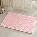 Light Peachy Pink Bathroom Rugs, Waffle Bath Mat Non Slip Washable Quick Dry Cute Bath Mat Boho Farmhouse Bathroom Decor, 30"x20" Light Peachy Pink (1'8" x 2'6" (Rectangular))