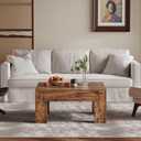 LUMTOK Wooden Square Coffee Table,35.5 inch Farmhouse Low Cocktail with Thick Base for Living Room (Rustic Brown)
