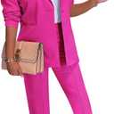 HuiSiFang Women's Blazer and Pants 2 Piece Suits 2025 Fall Fashion Solid Color Casual Blazer Sets (X-Large)