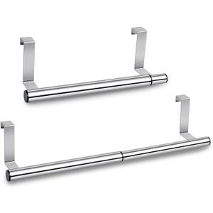DS. DISTINCTIVE STYLE 2 Pack Kitchen Retractable Towel Holder Adjustable Over The Door Towel Rack Stainless Steel Kitchen Towel Hanger
