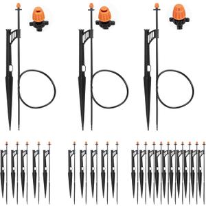 20 Sets 90/180/360 Degree Irrigation Sprinkler Heads with Stake, Drip Micro Spray Emitters with 1/4" Irrigation Tubing on Riser Stake,Micro Spray Sprinkler Stake Assembly for Garden Watering System