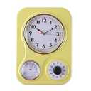 Lily's Home (9.5 Inch x 13.3 Inch Retro Kitchen Wall Clock, Vintage Wall Clock with a Thermometer and 60-Minute Timer, Ideal for Any Kitchen, Office, or Diner (Yellow)