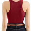 SUUKSESS Women Padded Cotton Ribbed Tank Tops 2025 High Neck Racerback Basic Tops (Large, Wine Red)