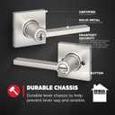 Kwikset Casey Entry Door Handle with Lock and Key, Secure Keyed Reversible Lever Exterior, For Front Entrance and Bedrooms, Satin Nickel , Pick Resistant Smartkey Rekey Security and Microban