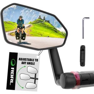 RBRL Bicycle Mirror, Extra Large Bike Mirror, 360 Adjustable Shatterproof and Durable Bar End Rear View Mirror Bicycle, Side Mirrors for E-Bike (Left), Universal