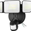 65W 6500LM Flood Lights Outdoor Motion Sensor, Hardwired Security Floodlights 6500K IP65 Waterproof, Dusk to Dawn Lighting Outside, Black 1 Pack