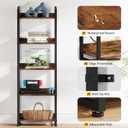 Hosfais 5 Tier Tall Bookshelf: Industrial Wood Book Shelf with Edge Protection Metal Narrow Bookshelf Bookcase Storage Organizer Display Rack for Living Room Home Office (Rustic Brown)