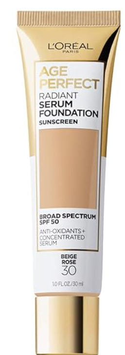 L'Oreal Paris Age Perfect Radiant Serum Foundation with SPF 50, Beige Rose, 1 fl. oz.
