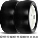 2 Pcs Upgrade 13x6.50-6 Lawn Mower Tires Flat Free with 3/4" Bearing, 13x6.50-6 Zero Turn Mower Front Tires, 13x6.5-6 Flat Free Lawn Mower Tires for Commercial Grade Lawn, 5.5"-7.5" Centered Hub (White)
