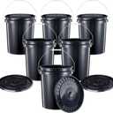 United Solutions 5-Gallon Heavy-Duty Buckets with Snap-On Lids, 6-Pack BPA-Free, Food-Grade Plastic, Multi-Purpose Storage for Home, DIY, and Job Sites Black